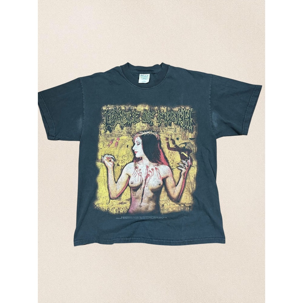 Vintage 1999‎ Cradle of Filth Vamperotica "Praise The Wh*re" Shirt LG M&O Knits
